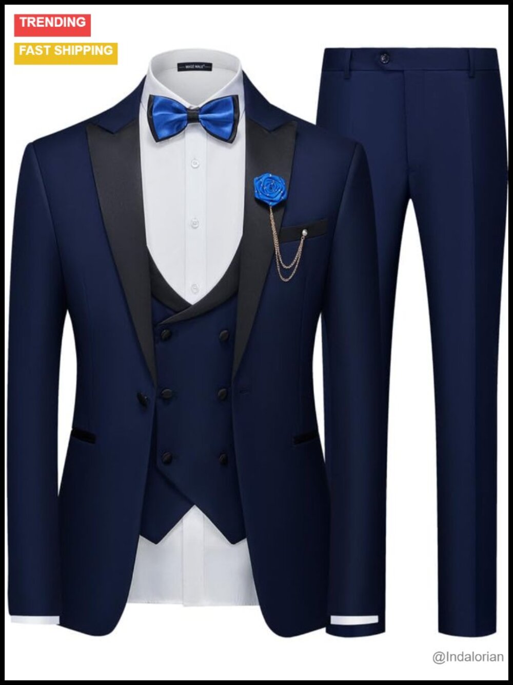 Men's 3 Piece Suit Slim Fit One Button Tuxedo Wedding Prom Set Blazer Vest Pants